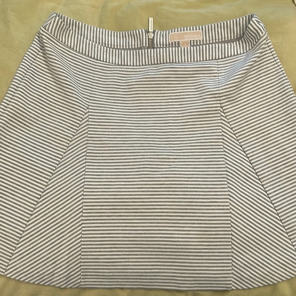 Michael Kors Grey and White Striped Skirt